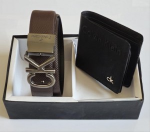 CK BLACK WALLET & BELT COMBO WID OG BOX