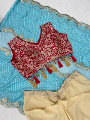 Sequin Embroidered Blouse Dhoti Shrug Set  BB-48 Western Ensemble Sky Blue