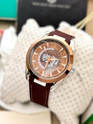 OMEG_A Lethear Brown Seamaster Watch