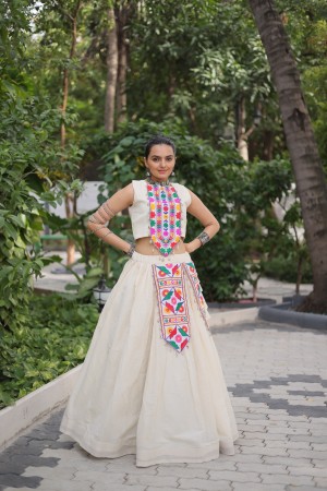 Navratri Lehenga Choli 2025  Kora Cotton with Kutchi Gamthi Work  Festive Ethnic Wear for Women Navratri Lehenga Choli 2025  Kora Cotton with Kutchi Gamthi Work  Festive Ethnic Wear for Women