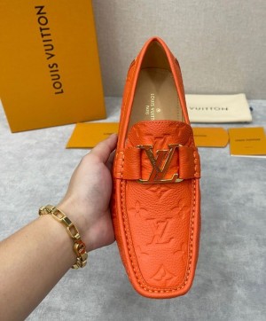 Louis Vui_ton Moccasin Luxury Loafer orange Monogram 