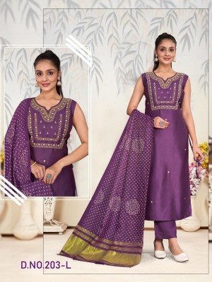 Premium Gajji Silk Sleeveless Straight Kurti Pant Set with Lagdi Dupatta