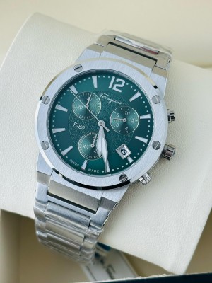 FERRAGAMO Silver-Green Premium Watch