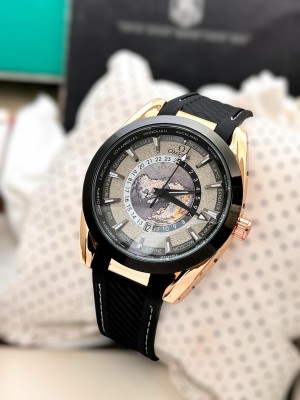 OMEG_A Lethear Black  Seamaster Watch