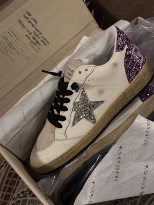 Golden Goose Ball Star White Purple Silver