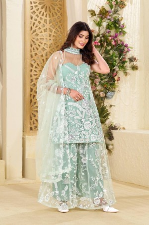 Halter Neck Butterfly Net Kurta Plazzo Set with Dupatta  Sequin Embroidery  LG-1945  Party & Festive Wear  Sizes M to XXL Batli Green Halter Neck Butterfly Net Kurta Plazzo Set with Dupatta  Sequin Embroidery  LG-1945  Party & Festive Wear  Sizes M to XXL Batli Green