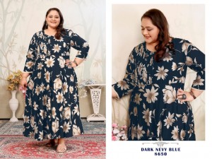 Plus Size Joy Vol-1  Premium Rayon Long Kurti (Sizes 3XL to 10XL) Dark Slate Grey Plus Size Joy Vol-1  Premium Rayon Long Kurti (Sizes 3XL to 10XL) Dark Slate Grey