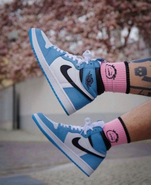Ni_ke air jordan 1 high og university blue suede quality