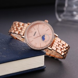 Fossi_l ladies Rose sun moon watch