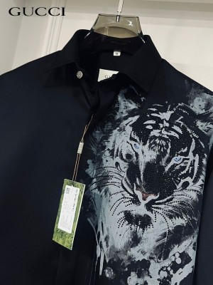 Gucc i Black Designer Shirt With Box Packing And Carry Bag