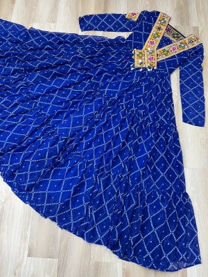 KA-1191 Navratri 2025 Bandhani & Kutchi Patchwork Faux Georgette Gown for Women  Yellow Blue Purple  Garba Wear (L Size 56 Length) KA-1191 Navratri 2025 Bandhani & Kutchi Patchwork Faux Georgette Gown for Women  Yellow Blue Purple  Garba Wear (L Size 56 Length)