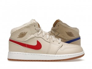 NIK.E AIR JORDAN 1 MID FLEECE PEARLWHITE