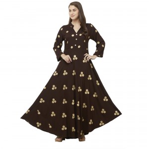 ZEEYA Casual Printed Coffee Foil Gown Women