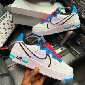 NIKE Air Force 1 React WhiteBlack-Astronomy Blue (01)(02)(19)