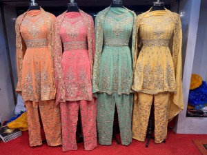 New Qarrat heavy work pencil bottom dress