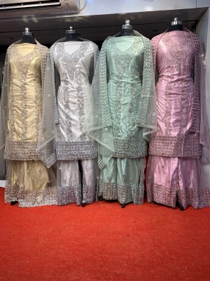 New Qarrat heavy work with Heavy Diamonds plazo dress