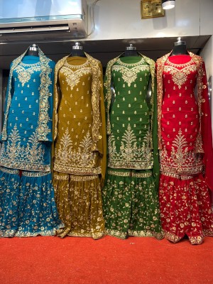 new Qarrat heavy work with diamonds plazo dress