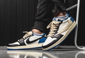 noke air jordan 1 low x travis scott FRAGMENT leather shine