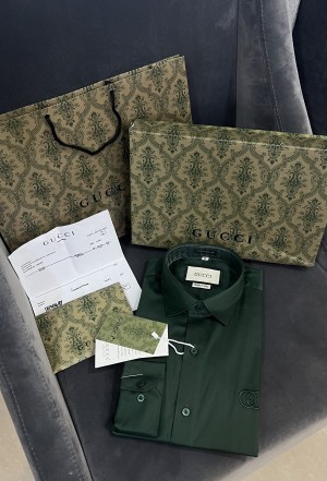 GUCCI Embroidery Logo Design Shirt with OG Packing box and carry bag
