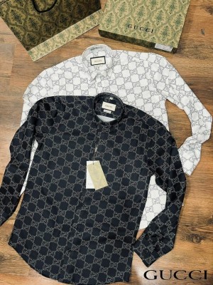 GUCCI Monogram Premium Shirt with OG BOX AND CARRY BAG