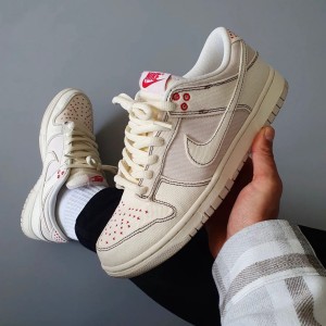 Nike Dunkk Low Light Orewood Sashiko With Extra Red Lace