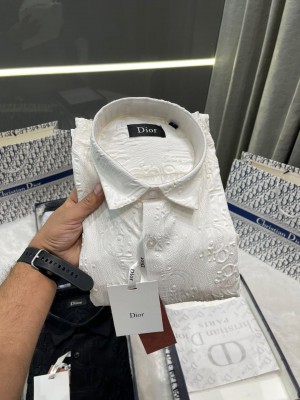 Christian Dio.r white embrossed print premium shirt with brand box nd carry bag