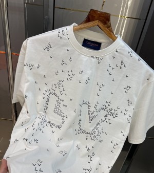 Louis Vuitton White Spread Printed Imported Oversized T Shirt