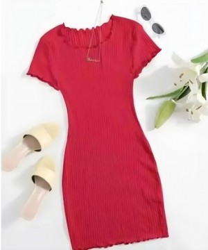 Elegant Round Neck Short Sleeve One Piece Dress