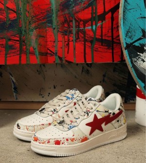 A Bathing Ape Bapesta Low Paint Splatter