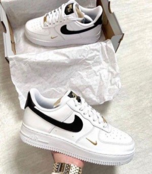Nikee Airforce 1 White Gold Mini Swoosh