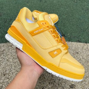 louiss Vuitton lv trainer yellow white louiss Vuitton lv trainer yellow white