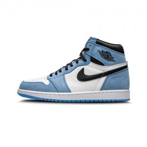 JORDAN 1 RETRO HIGH WHITE UNIVERSITY BLUE BLACK UNC. UA