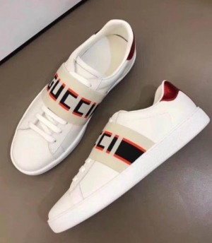 Guccii Ace Stripe Ivory White Sneakers