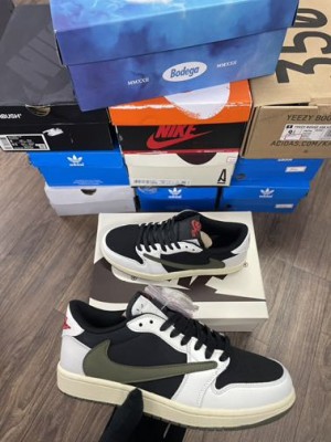 Jordan 1 Low X Travis Scott Olive Semi UA With Og Box