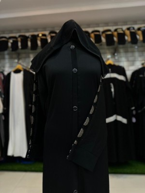 Imported Zoom Fabric Front open model burqa with Ambrodary work on Sleeve with Dupptta    Size  L 54  C 44 