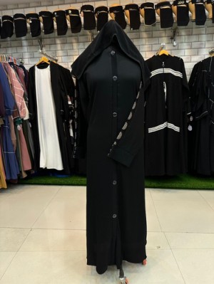 Imported Zoom Fabric Front open model burqa with Ambrodary work on Sleeve with Dupptta    Size  L 54  C 44 