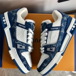 Louis Vuitton LV Trainer Monogram Denim White Blue
