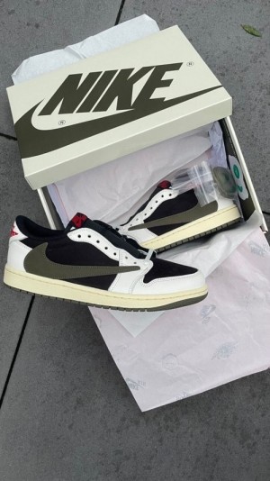 TRAVIS SCOTT Jordan 1 Low Og Olive SEMI UA