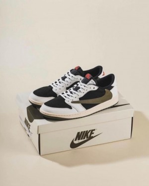 Jorda n 1 low Travis Scott olive semi ua with extra laces for men As2 Jorda n 1 low Travis Scott olive semi ua with extra laces for men As2