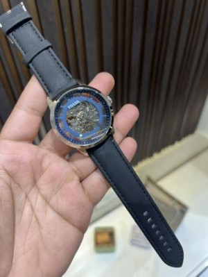 FOSSI L AUTOMATIC BLACK LEATHER BELT
