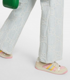 WMN G ucci GG screener leather trimmed canvas sneakers women