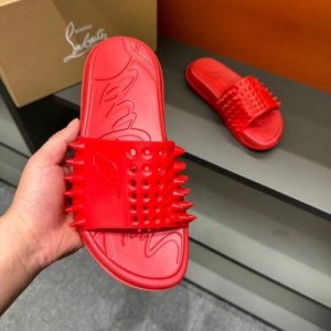 CHRISTIAN LOUBOTIN TAKE IT EASY RED GOOSE RUBBER MULES os