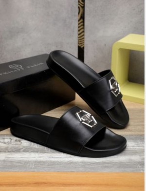 PHILIPP PLEIN LOGO LEATHER PREMIUM SLIDE os