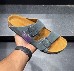 BIRKENSTOCK ARIZONA SEA GREEN WITH SOLE BRANDING