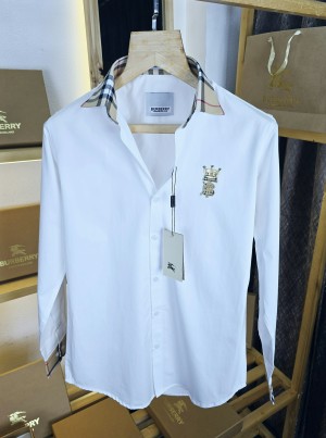 BURB COLLAR CHEX SHIRT WHITE M287-W