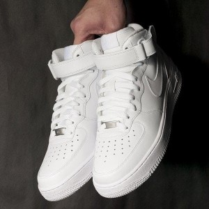 Ni ke airforce long mid leather white