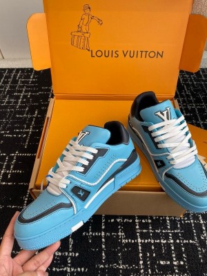 Virgil Abloh Iconic LV Trainer sneaker Blue With Double Box Made in Italy