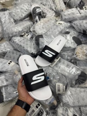 SKECHERS HYPER BURST SLIDE WHITE BLACK