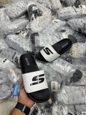 SKECHERS_HYPER BURST SLIDE BLACK WHITE