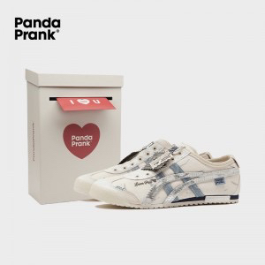 Onitsuka tiger panda prank white silver slip on